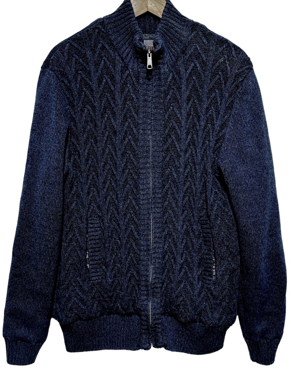 IKE BEHAR Sherpa Lined Cable Knit Full Zip Grandpa Cabin Sweater Jacket